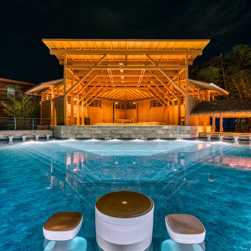 Poolside night time
